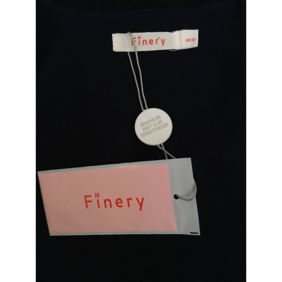 Finery Midi Wrap Dress US 6 Cap Sleeve Shift Asymmetrical Hem Navy New - Picture 9 of 10